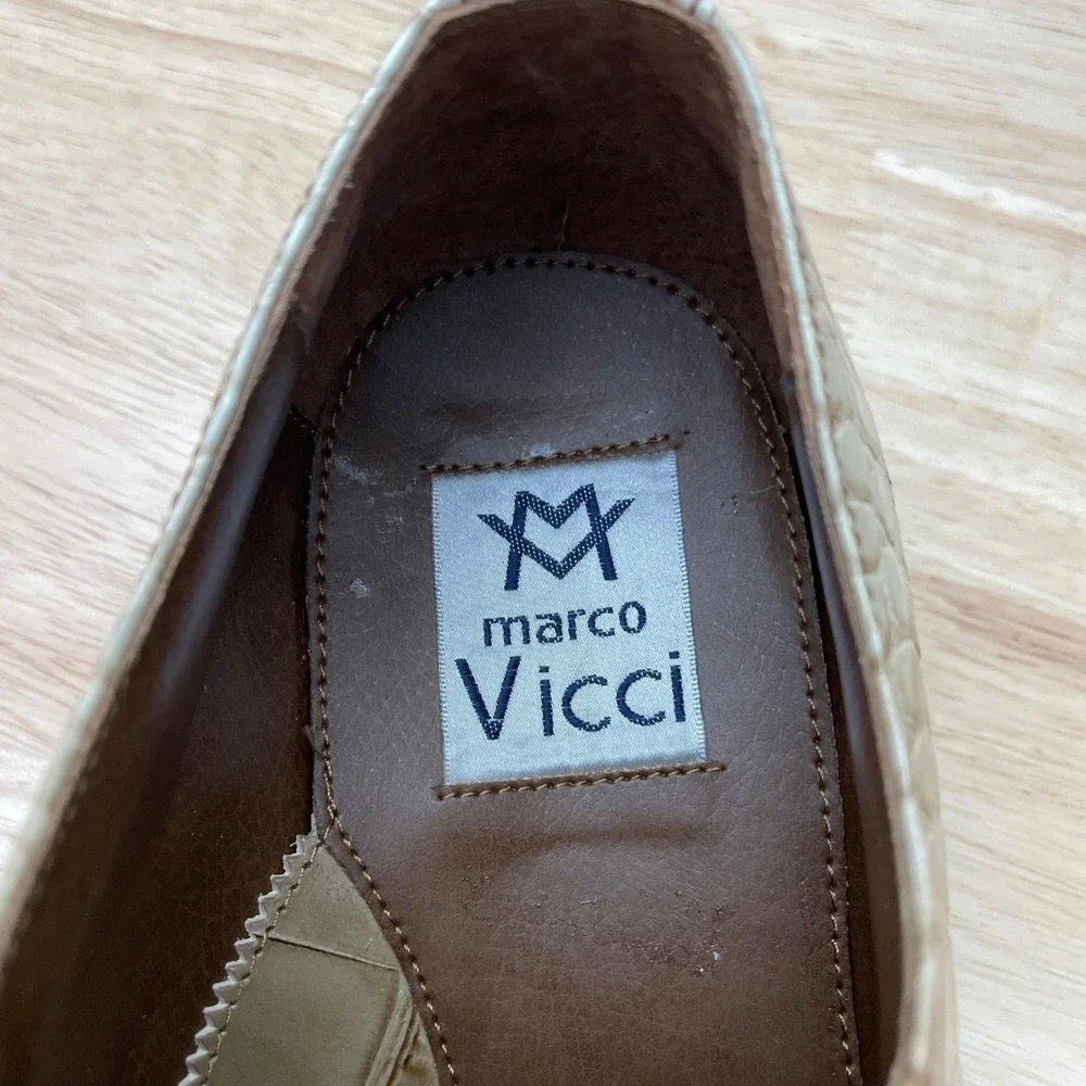 Marco Vicci Mens Tan Cream Croc‎ Embossed Leather Ombre Square Toe Shoes 10.5